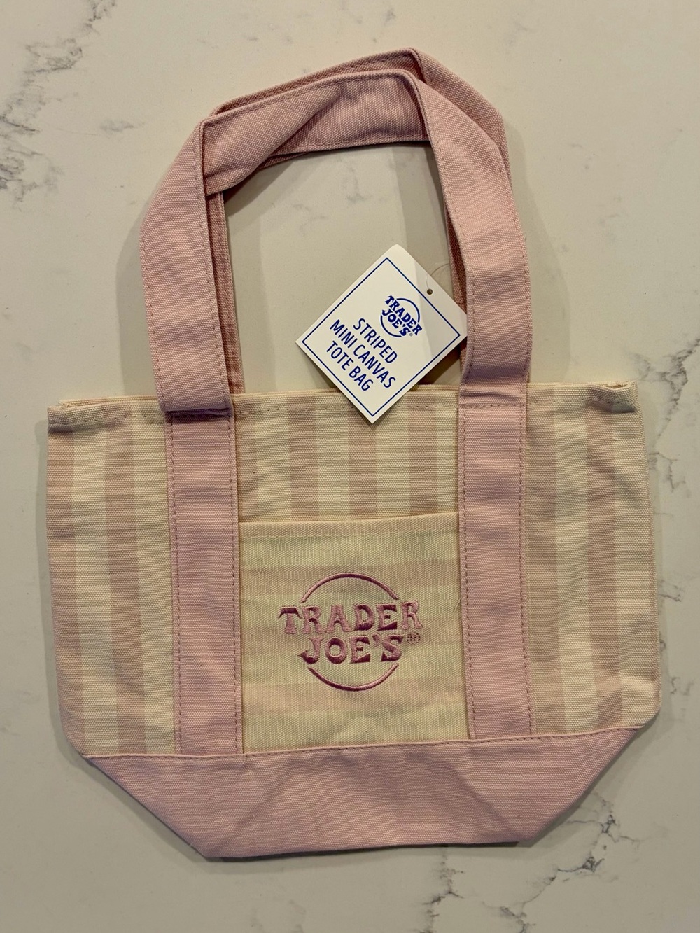Trader Joe's Pink Striped Canvas Tote